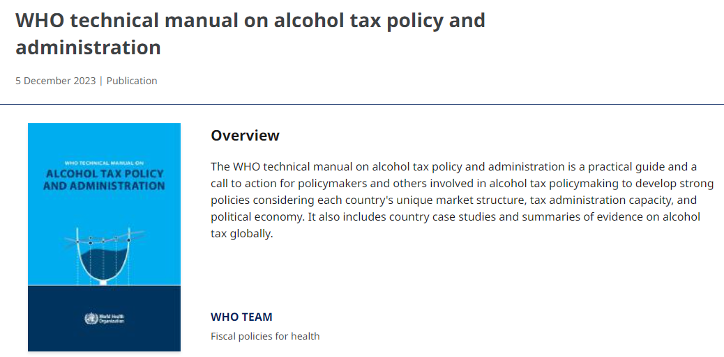 世卫组织官网发文：呼吁各国提高对含糖和含酒精饮料的税收
