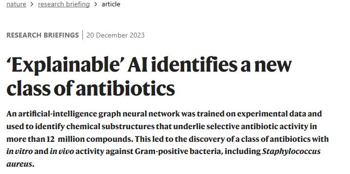 抗耐药菌药物新进展！《自然》：通过AI筛选发现了新型抗生素
